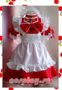 メイド服 ゴスロリ 誘惑に大きな赤い桃の心  コスプレ衣装    制服　コスチューム