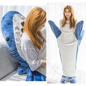 サメ　ブランケットブルー＋ホワイト　着る毛布  ルームウェア