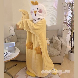 キャラクターパジャマ　鶏　着る毛布　ルームウエアー　秋冬　パジャマ　ふわもこ