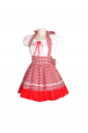 赤いチェックのメイドコスプレ衣装　Lolita